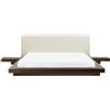 Beliani Letto in Legno Marrone Scuro Stile Giapponese 2 Comodini 160 x 200 cm