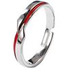 Aotiwe Anelli aperti regolabili eleganti, piccoli anelli di nozze linea rossa argento rosso argento sterling, Ajustable, Argento sterling, Nessuna pietra preziosa