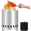 Aurobest Braciere Senza Fumo con Borsa, Caminetto Acciaio Inox, Secchio Fuoco Piccolo Portatile, Focolare Tavolo per Pellet, Legno, Fornelli Barbecue per Esterni,Balcone,Decorazione Giardino,Campeggio,Terrazza