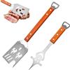 Pawsautomotively Set di attrezzi da barbecue 8 in 1, spatola da 42 cm e forchetta da 33 cm, manici in acciaio inox e legno, con apribottiglie, prodotti multifunzionali, ideali per casa, campeggio, picnic