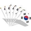 AhfuLife 15 Bandiere della Corea su Bastoni, 14 × 21 cm Piccole Bandiere della Corea con Asta Bianca da 30 cm, per Decorazioni Feste Nazionali, Coppa del Mondo, Giardino, Strada, Feste