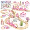 Lehoo Castle Trenino Legno, Pista in Legno per Bambini, Unicorno Bambina Regalo, Trenino Giocattolo