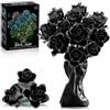 Mavo brix Set da costruzione per bouquet di rose nere, fiori artificiali, collezione botanica per adulti, decorazione gotica per la casa e regalo di anniversario per donne e ragazze, 585 pezzi