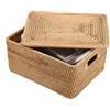 IGNPION Cestino Portaoggetti in Rattan Con Coperchio, Cesto Decorativo in Vimini per Scaffali, Portabiancheria Tessuto, Scatola Portaoggetti per Bagno, Armadio e Tavolo, Contenitore Multiuso per