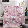 HZVRTN Coperta a forma di unicorno, in flanella, per bambini, colore rosa, per ragazze, morbida, ideale come regalo di compleanno, divano, letto, coperta in pile (unicorno H, 100 x 150 cm)