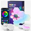 Aurevita Pannello LED Hexagon Gaming 10 PCS, Lampada da Parete LED Smart con RGB-IC, Sincronizzazione Musicale, Controllo tramite App, Illuminazione da Parete per Camera e Setup da Gaming