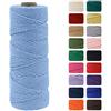 MOMAHUA 2mm Cotone Macramè 100% Naturale,Blu Elegante 100m Filato Non Sbiancato Senza Chimici per DIY, Bomboniere, Decorazioni - Cordame in Cotone per Crafts
