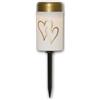 Star Trading Lampada solare a LED HEART, bianco/oro, altezza 12 cm, diametro 7 cm, sensore crepuscolare, picchetto, imita la fiamma naturale