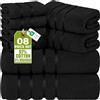 Utopia Towels - Set Di Asciugamani Di Lusso Da 8 Pezzi, 2 Asciugamani Da Bagno, 2 Asciugamani A Mano e 4 Strofinacci, Altamente Assorbenti 97% Cotone Filato Ad Anello(Nero)