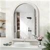 JJUUYOU Specchio ad arco da bagno per specchi da parete, 75 x 50 cm, grande specchio da bagno con cornice in legno, per camera da letto, soggiorno, ingresso, bianco antico