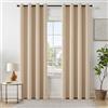 EMEMA Tende Beige Opache con Occhielli 225 CM di lunghezza, Morbide Tende Oscuranti, Set di 2 Tende Oscuranti per Soggiorno Camera da Letto, Tende Opache con Occhielli Ciascuna H225 x B140 CM