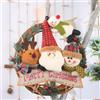 LATERN Ghirlanda di Bambole di Natalizia, 30CM Ghirlanda Bambola da Appendere Ghirlanda di Foglie di Pino e Bacche Rosse in Rattan Artificiale con Bambola di Peluche Alce Babbo Natale Pupazzo di Neve