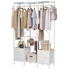 Mintnook Stand Appendiabiti, Cabina Armadio con 3 Barre e 4 cassetti, Appendiabiti con 4 Ganci Rimovibili, Armadio Aperto Moderno, per Camera da Letto o Ingresso, Bianco