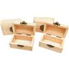 Anktily, confezione da 4 scatole in legno ad arco, 9 x 5,3 x 6 cm, scatole portaoggetti in legno di pino grezzo con coperchio - organizer fai da te rustico per gioielli, oggetti da collezione e