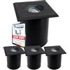 SSC-LUXon JUAVI Set di 4 faretti da incasso a pavimento per esterni, IP67, colore nero opaco, 230 V, per 1 lampadina GU10 (non inclusa lampadina)