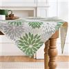 LRartdeco Runner da Tavolo Antimacchia Cotone Impermeabile Dalie Estate Primavera Autunno Runner Tavola Stagionale Cucina Tavolo Decorazione 100 x 100 cm, Colore Verde Grigio Chiaro