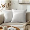 Encasa XO Fodere per cuscini in ciniglia fine Set da 2 pezzi - Bianco - 50x50 cm Cuscino decorativo testurizzato in tinta unita, morbido e liscio, con accenti quadrati per divano