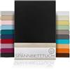 BEAUTEX Lenzuolo con angoli in cotone pettinato, jersey di alta qualità, 160 g/m², dimensioni e colore a scelta, topper, 90 x 200 x 15 cm, nero
