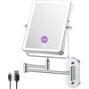 FASCINATE Specchio cosmetico ricaricabile con ingrandimento 1X/20X, 3 colori di luce dimmerabili, touch screen, girevole a 360°, per montaggio a parete, specchio da barba, specchio da trucco per bagno