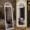 LVSOMT LED Specchio da terra ad Arco, 153x50cm Specchio da parete Grande, Specchio figura intera Arcuato con Luci, Senza Cornice Specchio da terra Camera da letto, Luce a 3 colori, Alluminio, Nero