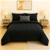 Masters House Biancheria per la Casa Master House Trapunta Piumone Matrimoniale Singola Piazza 1/2 in Morbido e Caldo Velluto per Camera da Letto Elegante e Confortevole (Nero, Piazza & Mezza 220x260cm)