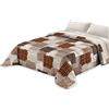 Tata Home Trapunta Invernale Singola Imbottita 300 gr/mq Piumone Caldo Letto 1 Piazza 160x260 cm Fantasia a Quadri Made in Italy Colore Panna Marrone