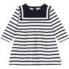 Petit Bateau A0cny Abito A Maniche Lunghe, Bianco/Blu, 6 Mesi Bimba