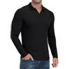 QIXING Polo da uomo a maniche lunghe, slim fit, con scollo a V, maglia a costine, maglietta casual da golf, maglietta casual da uomo per golf, abbigliamento casual e da lavoro, Nero , XL