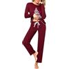 Terecey Pigiama Inverno Donna in Cotone Pigiama Lungo Due 2 Pezzi Leggero Pigiami a Maniche Lunghe e Pantaloni con Tasche Pigiami Stampato Morbido e Confortevole