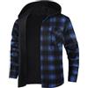 Iris Sprite - Camicia da uomo a quadri imbottita, calda, foderata, a maniche lunghe, con tasche, camicia a quadri con cappuccio da uomo, Blu 3, XXL