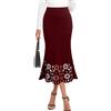 AIEOE Gonne lunghe da donna a coda di pesce, sexy, con fiori, taglio traforato, gonna a matita da donna, elegante, per feste, taglie S-XL, Colore: rosso, XL