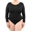 LEELA LAB Body Donna Taglie Forti Manica Lunga in Morbida Microfibra, Chiusura Regolabile, Realizzato con Tecnologia Seamless Senza Cuciture - Made in Italy (Black, XXXL)