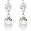 ankbrats Orecchini da donna, Orecchino in argento sterling 925, ipoallergenici, con zirconi cubici, bellissimi eleganti orecchini con perle d'acqua dolce, regalo per donne e ragazze, Argento