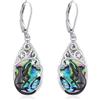Eusense Gatto Nero Orecchini 925 Sterling Silver con Abalone shell Eardrops Gioielli Regalo per gli amanti dei gatti Donne Ragazze