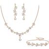 Clearine Set di gioielli da sposa con perle di colore avorio, artificiali, marchese, zirconi, Perla Zirconia cubica perla,