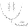 Clearine Sposa Perla Set di Gioielli per Donne Colore Avorio Simulato Marquise Zirconia cubica Cluster Pendant Collana Orecchini Pendenti Braclet