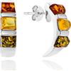 Copal Orecchini A Bottone Da Donna Con Ambra Baltica E Argento Sterling Multicolore