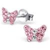 Goldene Hufeisen Mini orecchini a forma di farfalla in vero argento 925, per ragazze e bambini, rosa