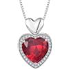 FJ Collana Cuore per Donna Argento Sterling 925 Collana con Ciondolo Rubino Gioielli Pietre Portafortuna Luglio per Donna