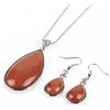 Helena Rose Jewellery Set di gioielli da donna coordinati con ciondolo a goccia e orecchini a goccia, con confezione regalo, Gemma, Avventurina