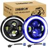 RIGIDON 2x 7 Pollici 50W Fari Led, 5000 LM Faro a Led Bianco + Blu 4 Modalità Di Illuminazione, Rotonde Luci Fuoristrada Hi/Lo Fascio DRL Anteriore Faro Lampada per Wrangler JK TJ LJ CJ Hummer