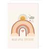 Edition Seidel Biglietto di auguri XXL per nascita con busta, formato DIN A4, biglietto di auguri per bambini, con scritta in inglese Hello little Sunshine Billet Baby arcobaleno sole (A4-E1000)