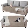GEBIN Copridivano 3 Posti, Impermeabile Copri Divano Antigraffio Gatto Cani, Universale Fodere Copridivani Salvadivano Antimacchia, Mobili Protector per divano e letto (Cachi,208x244cm)