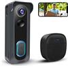 GEREE Videocitofono wireless con campanello, Smart WiFi campanello con cambio vocale, rilevamento movimento PIR, 1080P HD, visione notturna, audio bidirezionale, alimentazione a batteria, WiFi 2.4G, IP66
