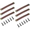PATIKIL Maniglie per cassetti in pelle da 7 con lamiera di ferro, 6 pezzi cinghie per baule maniglie per armadi hardware di ricambio con viti da 18mm per comò porta valigia,marrone chiaro