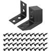 QUARKZMAN 20 Set L Angolo Staffa Angolo Rinforzo Nero 1.18x0.59x1.18 | Giunto Metallico Angolo Retto Fascette, con Viti, per Scaffalature in Legno