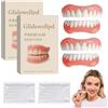 EIHI 2 Set di Dentiera Premium con Colla Dentale da 50 g, Dentiera in Silicone Bocca Completa, Kit Denti Superiore e Inferiore, Set Denti Finti per Uomini Donne, Vestibilità Confortevole（B）