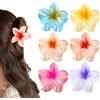 GFORI 6 fermagli per capelli colorati a forma di fiore hawaiano, 8 cm, sottili, spessi, ricci, da donna, resistenti e antiscivolo, ideali come idea regalo per donne