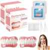 EIHI 2 Set di Dentiera Premium con Colla Dentale da 10 g, Dentiera in Silicone Bocca Completa, Kit Denti Superiore e Inferiore, Set Denti Finti per Uomini Donne, Vestibilità Confortevole（A）