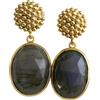 Sophia Rose Orecchini con labradorite ovale e bottone dorato eleganza naturale in stile contemporaneo